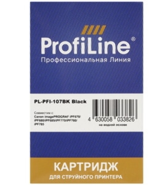 Картридж струйный ProfiLine PL-PFI-107BK для принтеров Canon IPF670/IPF680/IPF685/IPF770/IPF780/IPF785 с чернилами Black