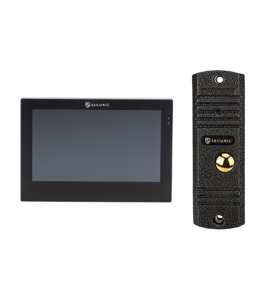 Цветной монитор видеодомофона SECURIC AC-438 7' AHD в комплекте с вызывной видеопанелью с кнопкой