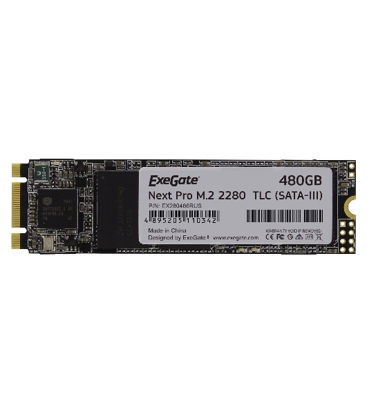 Накопитель SSD ExeGate NextPro UV500TS480, 480Gb, M.2 2280, SATA III, R/W 568/499