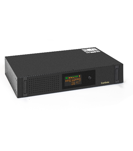Источник бесперебойного питания ExeGate ServerRM UNL-800.LCD.AVR.2SH.3C13.USB.2U 800VA/480W, Color LCD, AVR, 2*Schuko+3*C13, USB, 2U, установка в стойку, черный