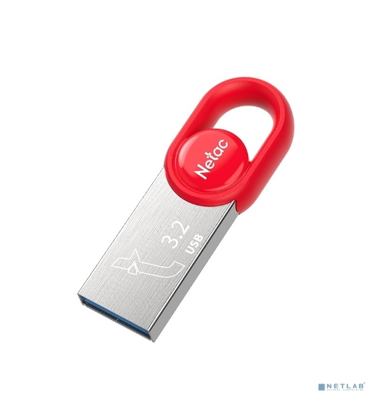 Флешка USB Netac UM2 (NT03UM2N-064G-32RE), 64Gb, USB 3.0, R/W 130/50, серебристый/красный