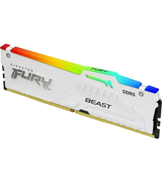 Оперативная память Kingston Fury Beast, DDR5, 32Gb (1x32Gb), 5600MHz, CL40, DIMM, с радиаторами, RGb, белый