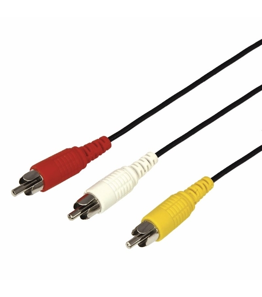 Шнур Rexant 3 RCA - 3 RCA, 3 м, черный (10 шт./уп.)
