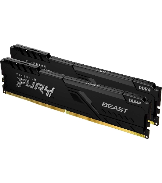 Оперативная память Kingston Fury Beast, DDR4, 32GB (2x16GB), 3600MHz, CL18, DIMM, с радиатором, черный