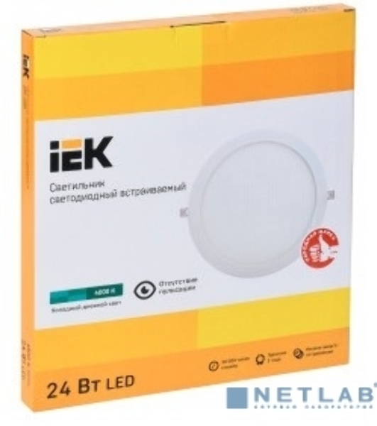 Светильник IEK LDVO0-1609-1-24-4000-K01 ДВО 1609 белый круг LED 24Вт 4000 IP20 алюм. корпус, диам 295 мм