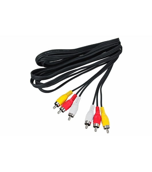 Шнур Rexant 3 RCA - 3 RCA, 3 м, черный (10 шт./уп.)