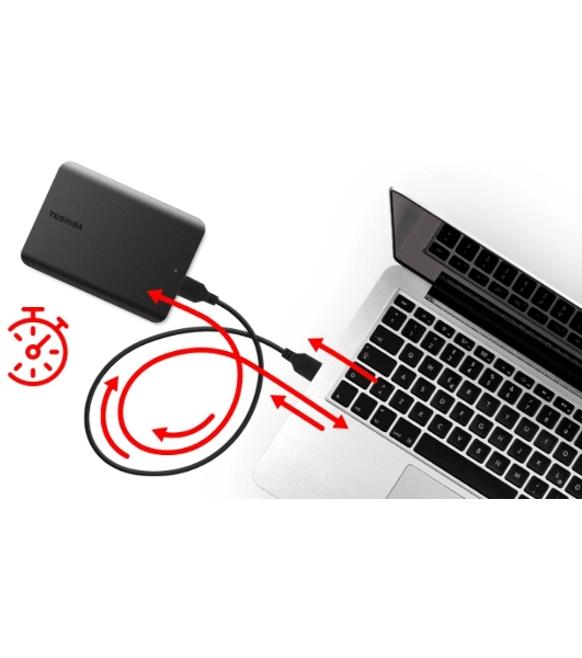 Внешний HDD 2.5' Toshiba Canvio Basics, 1TB, USB 3.2 Gen 1 Type-A, 5400 rpm, черный (аналог HDTb410EK3AA)
