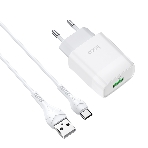 Зарядное устройство Hoco 18Вт, 3А, QC3.0, 1xUSB + кабель USB/Type-C, C72Q, белый, блистер, фото6