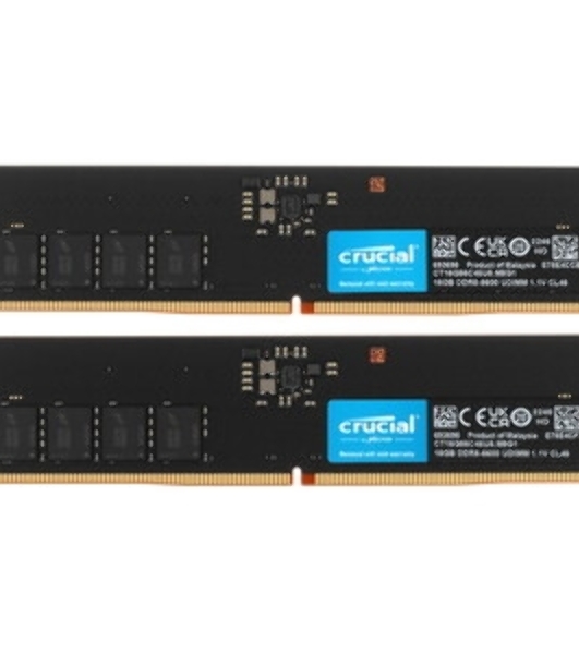 Оперативная память Crucial, DDR5, 32GB (2x16GB), 6000 MHz, CL36, с радиатором, черный