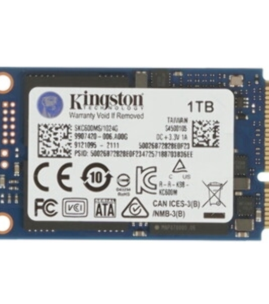 Накопитель SSD Kingston KC600, 1Tb, mSATA, R/W 550/520