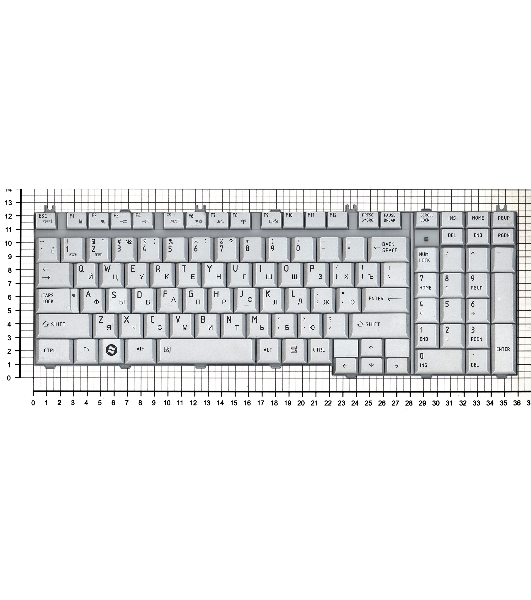 Клавиатура для ноутбука Toshiba Satellite P205-S6237 серебристая (шлейф по центру)