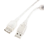 Кабель-удлинитель USB2.0 Pro Cablexpert CCF-USB2-AMAF-TR-0.75M, AM/AF, 0,75м, экран, 2феррит.кольца, прозрачный, пакет, фото 1