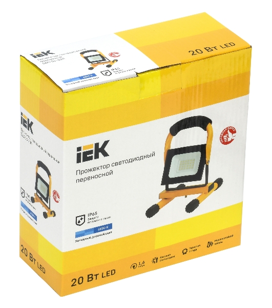 Прожектор светодиодный IEK LPDO603-020-65-K02 СДО 06-20П переносной 6500К IP65 черный