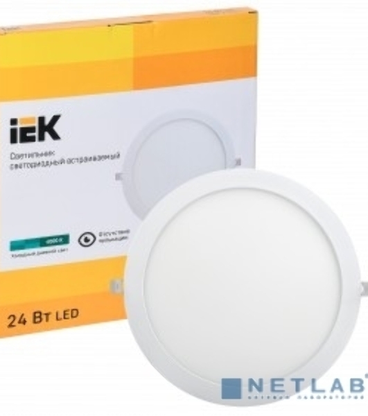 Светильник IEK LDVO0-1609-1-24-4000-K01 ДВО 1609 белый круг LED 24Вт 4000 IP20 алюм. корпус, диам 295 мм