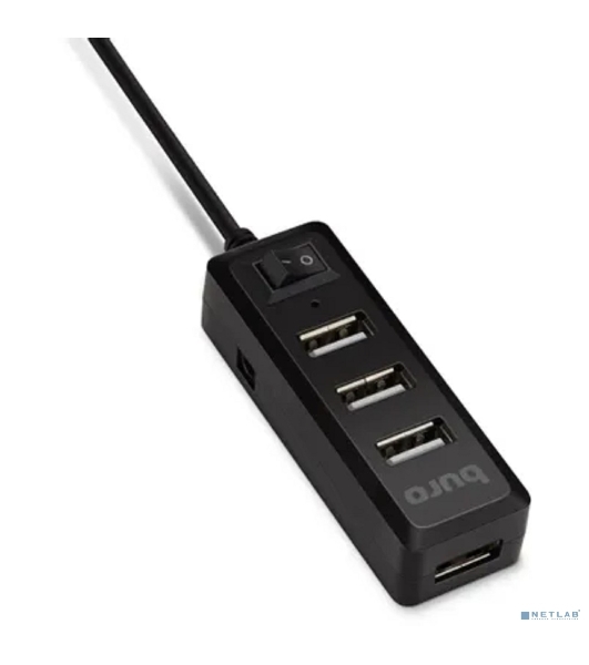 USB-концентратор Buro BU-HUB4-0.5L-U2.0, USB 2.0, USB 4 порта, USB