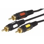 Шнур Rexant 3 RCA - 3 RCA, длина 1,5 м етра, черный (GOLD), фото 1