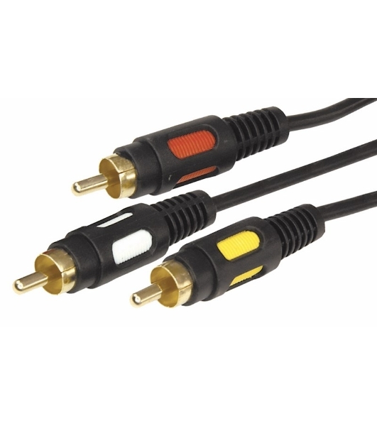 Шнур Rexant 3 RCA - 3 RCA, длина 1,5 м етра, черный (GOLD)