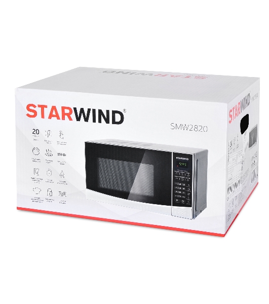 Микроволновая печь Starwind SMW2820 серебристый/черный, 20 л, 700 Вт, переключатели - сенсор