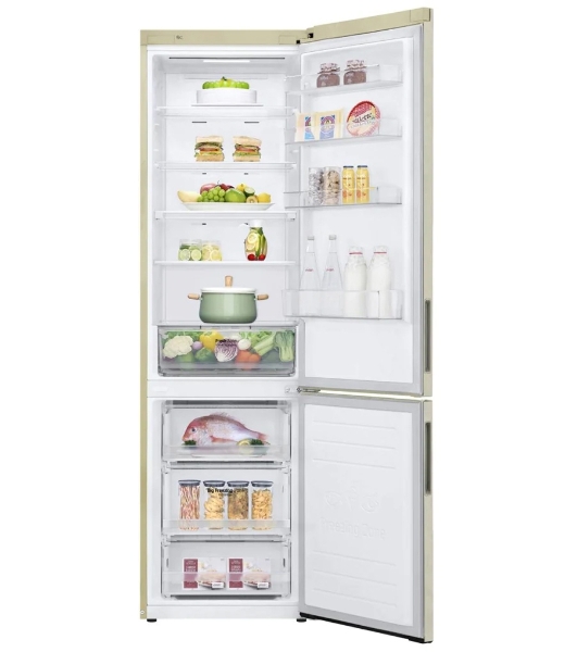 Холодильник LG GA-B509CESL бежевый глянцевый двухкамерный 277/107л морозилка снизу, No Frost