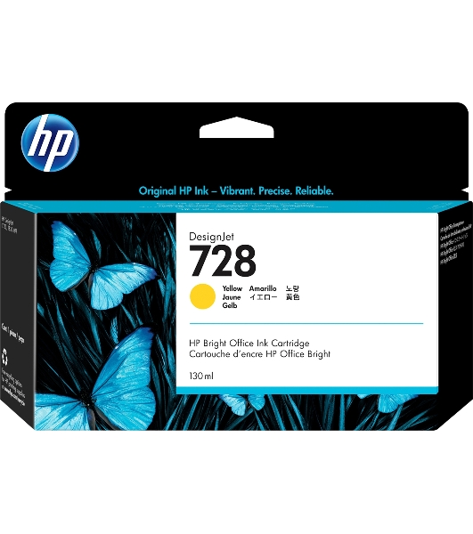Картридж струйный HP 728 с желтыми чернилами для принтеров Designjet, 130 мл