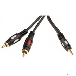 Шнур 3.5 Rexant Stereo Plug - 2RCA Plug 1.5М (GOLD), фото 1