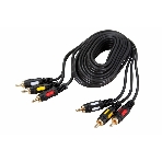Шнур Rexant 3 RCA - 3 RCA, длина 1,5 м етра, черный (GOLD), фото2