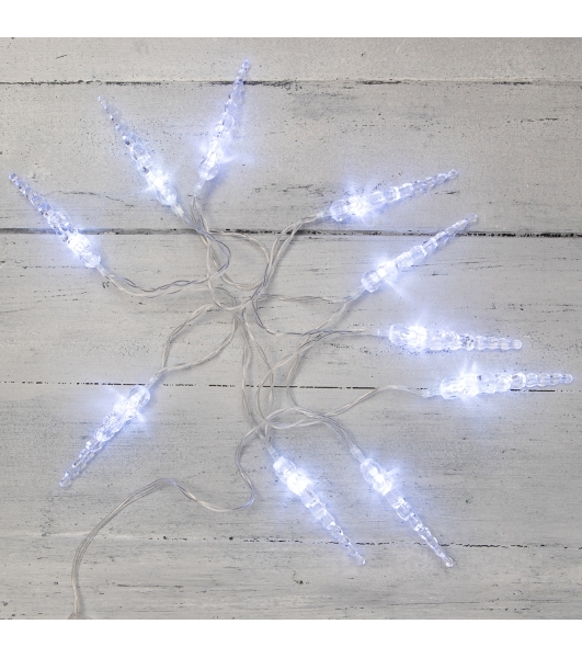 Гирлянда светодиодная Neon-night 'Сосульки' 1.5 м, 10 LED, прозрачный ПВХ, цвет свечения белый, 2 х АА (батарейки не в комплекте)
