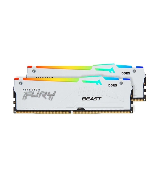 Оперативная память Kingston Fury Beast, DDR5, 32Gb (2x16Gb), 5600MHz, CL40, DIMM, с радиаторами, RGB, белый