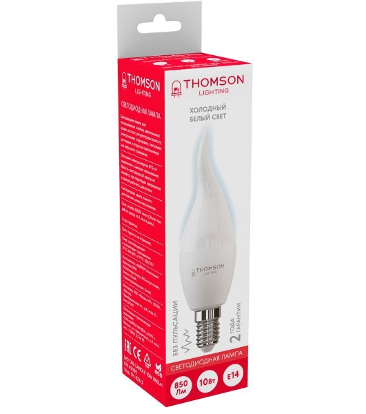 Лампа светодиодная Thomson TH-B2313 10Вт цок.: E14 свеча 220B 6500K св. свеч. бел. хол. Tail Candle (упак.: 1 шт)