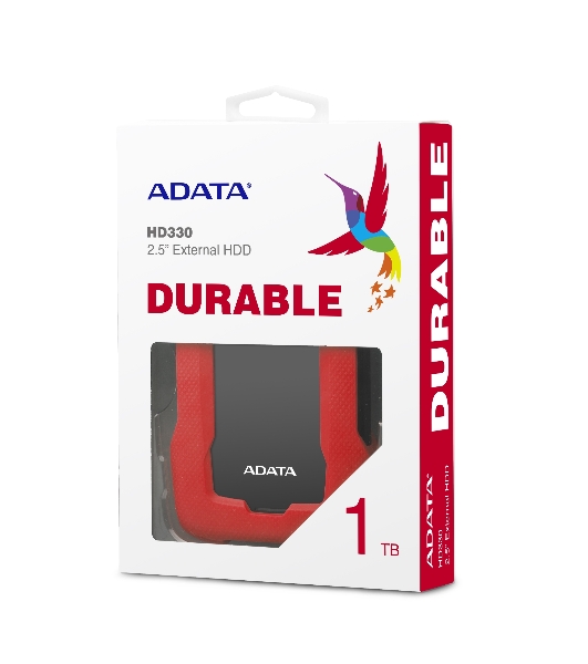 Внешний HDD 2.5' ADATA HD330, 1TB, USB 3.2 Gen 1 Type-A, 5400 rpm, красный
