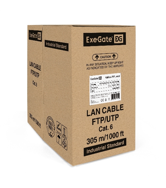 Кабель ExeGate FTP 4 пары кат.6 медь, 23AWG, экран, бухта 305м, оранжевый, LSZH