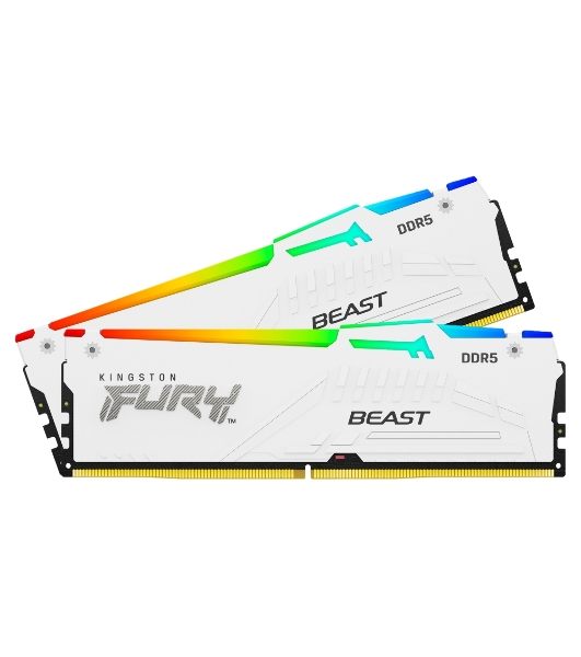 Оперативная память Kingston Fury Beast, DDR5, 32Gb (2x16Gb), 5600MHz, CL40, DIMM, с радиаторами, RGB, белый