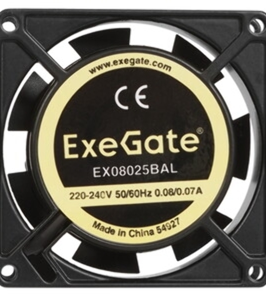 Вентилятор для корпуса ExeGate EX08025BAL черный, 80 мм, 2600 об/мин, 32 дБ