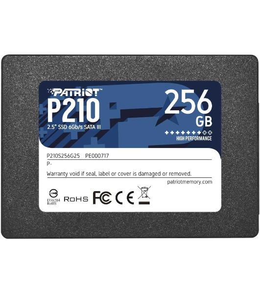 Накопитель SSD Patriot P210, 256Gb, SATA III, 2.5', R/W 500/400