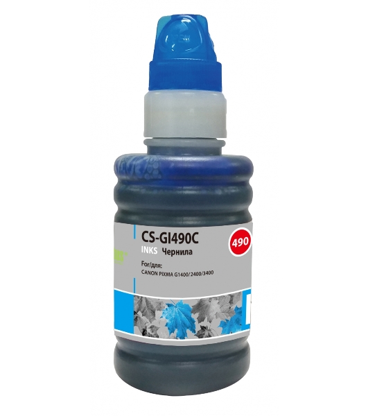 Чернила Cactus CS-GI490C голубой 100мл для Canon PIXMA G1400, G2400, G3400