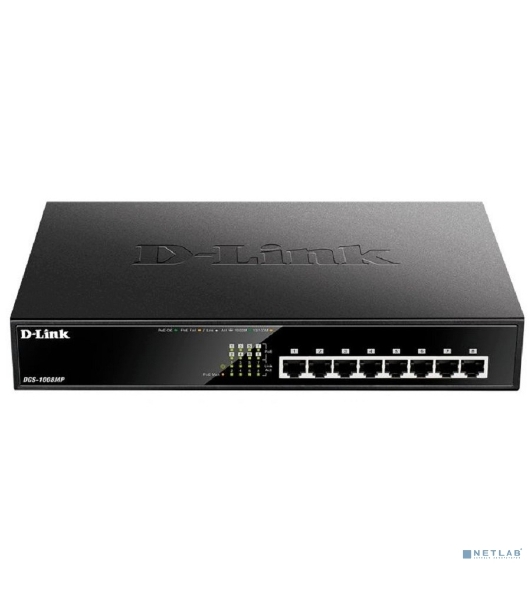 Коммутатор D-Link DGS-1008MP/A2A/B1A, 8×1 Гбит/с, неуправляемый