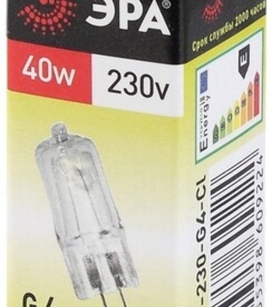 Лампа галогенная ЭРА G4-JCD-40W-230V-Cl(100/1000)