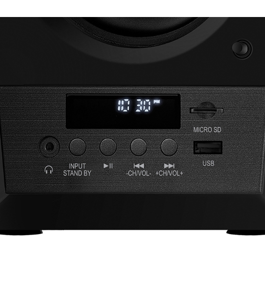 Акустическая система 2.0 SVEN MC-20, черный, мощность 2x45Вт (RMS), FM-тюнер, USB/microSD, дисплей, пульт ДУ, Bluetooth, Optical SVEN MC-20, черный, акустическая система 2.0, мощность 2x45Вт (RMS), FM-тюнер, USB/microSD, дисплей, пульт ДУ, Bluetooth, Optical