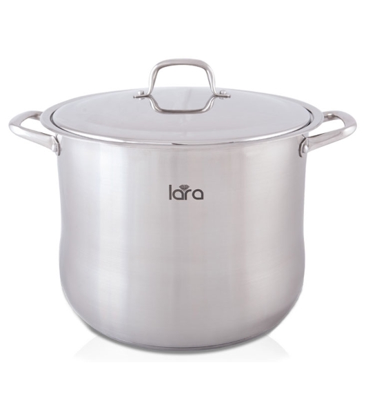 Кастрюля Lara LR02-44 15,2 л LR02-44 Кастрюля Lara (нерж) 28x23 см, 15.2 л, капсулир индукц дно, крышка из стали