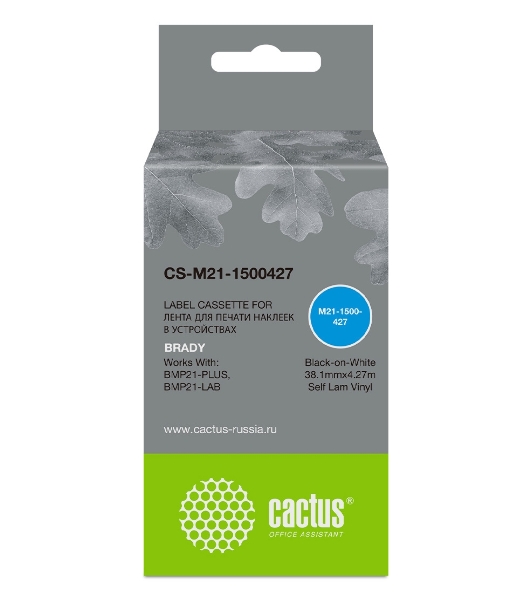 Картридж ленточный Cactus CS-M21-1500427 черный шрифт, белый фон (38.1 мм, 4.27 м) для Brady BMP21-PLUS, BMP21-LAB