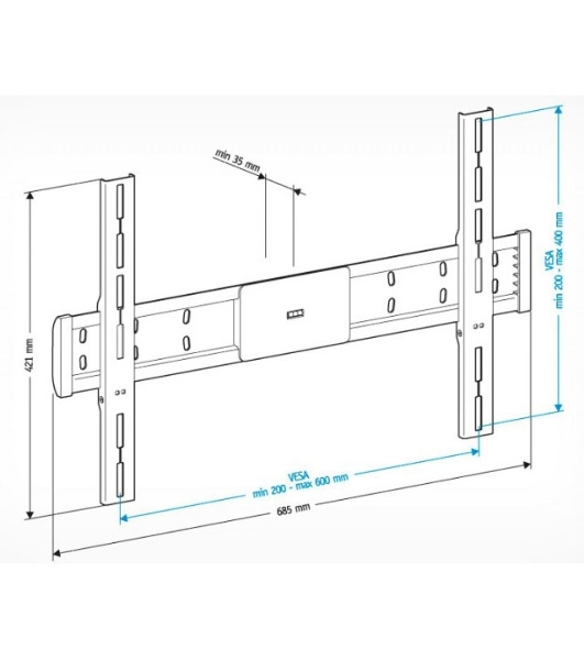 Кронштейн для телевизора Holder LCD-F6608 черный 42'-65' макс.45кг настенный фиксированный