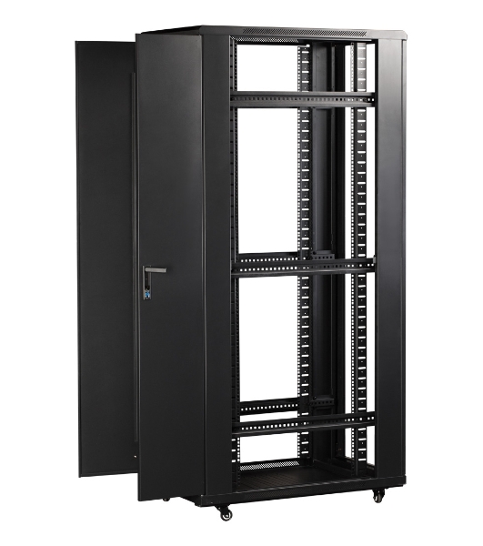 Шкаф 19' Business, 42U 600x800, черный, передняя дверь стекло, задняя дверь распашная металл
