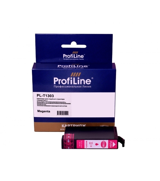 Картридж струйный ProfiLine PL-T1303 для принтеров Epson Stylus SX525WD/SX535WD/SX620/Office B42WD/BX525/BX535/BX625FWD/BX635FWD/BX925/BX935/WorkForce 525/630/3010/3520DWF/3530/3540/7015/7515/7525 с чернилами Magenta 10,1 мл