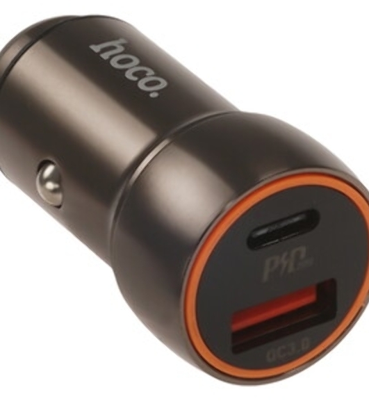 Автомобильное зарядное устройство Hoco Z46, 18Вт, USB, металлический серый, коробка