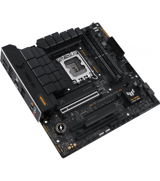 Материнская плата ASUS TUF GAMING B760M-PLUS, LGA 1700, Intel B760, 4xDDR5, 4xSATA, 2xM.2, 1xPCIe 5.0 x16, 1xPCIe 4.0 x4, 1xPCIe x1, 2xUSB-A 3.2 Gen 2, 3xUSB-A 3.2 Gen 1, 2xUSB 2.0, 1xUSB-C 3.2 Gen 2x2, 1x2.5Gb LAN, 5x3.5 мм, 7.1, mATX