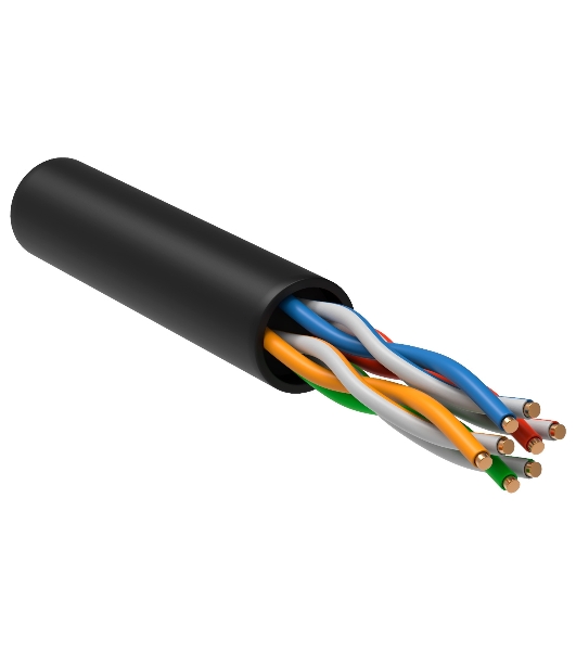Кабель связи ITK витая пара U/UTP, cat.5e 4х2х24AWG solid, LDPE, 305м, черный