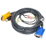Кабель ATEN KVM Cable 2L-5303U Кабель для KVM: USB(Am)+DB15(m)+2*Audio (PC) -на- SPHD15(m)+2*Audio (KVM), 3м, фото 1