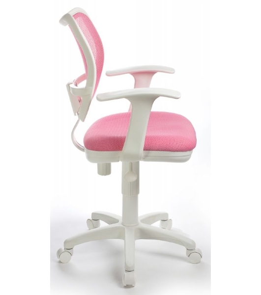 Кресло компьютерное Бюрократ CH-W797/PK/TW-13A TW-13A розовый, спинка сетка, сиденье розовый, колеса белый/розовый, пластик белый