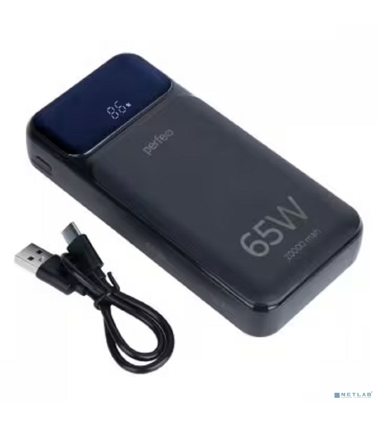 Портативный аккумулятор Perfeo Powerbank LAPTOP 65W 20000 mAh/LED дисплей/PD+QC 3.0/2Type-C/1 USB,max 65W черный