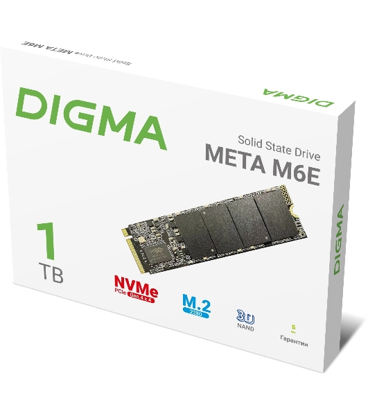 Накопитель SSD Digma Meta M6E DGSM4001TM6ET, 1Tb, PCIe 4.0 x4, M.2 2280, NVMe, R/W 5000/4600
